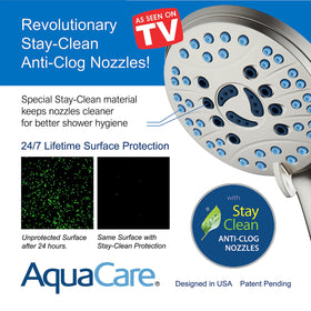 Hotel Spa AquaCare power wash target feature cleans tub and tiles quickly