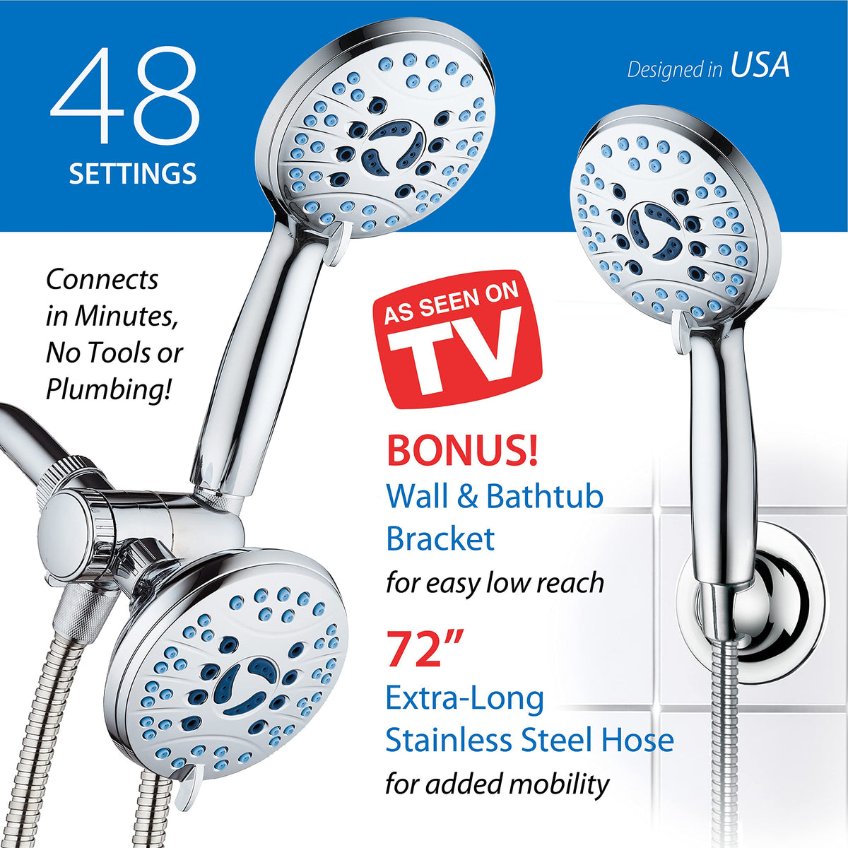 Hotel Spa AquaCare power wash feature targets tub and tile grime