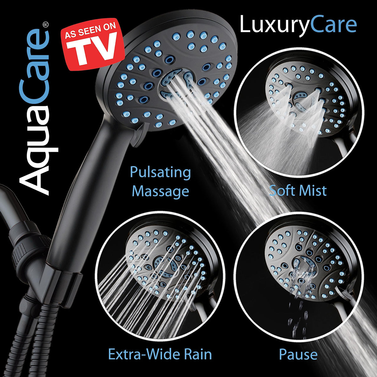 Hotel Spa AquaCare wall and overhead brackets enable flexible mounting options.