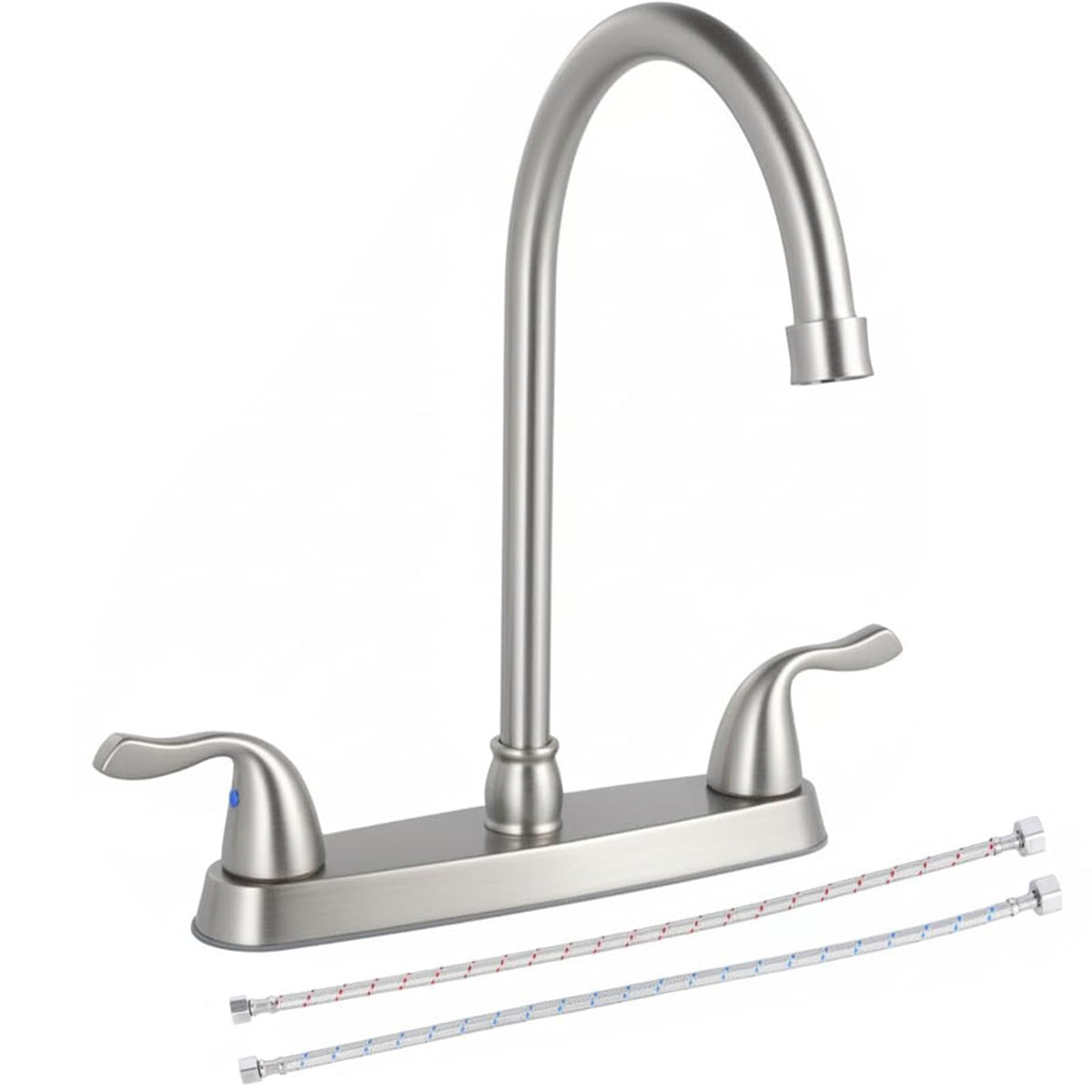HOTIS HOME brushed nickel kitchen faucet angle view, durable finish for modern kitchens