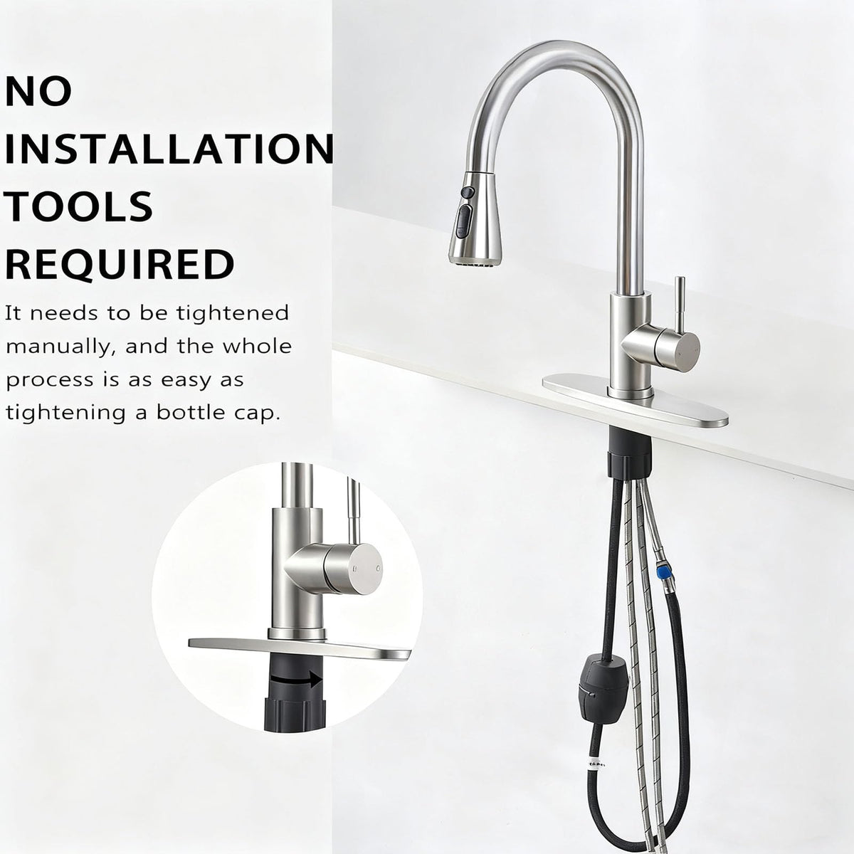 HOTIS HOME kitchen faucet closeup ceramic discs for smooth flow.