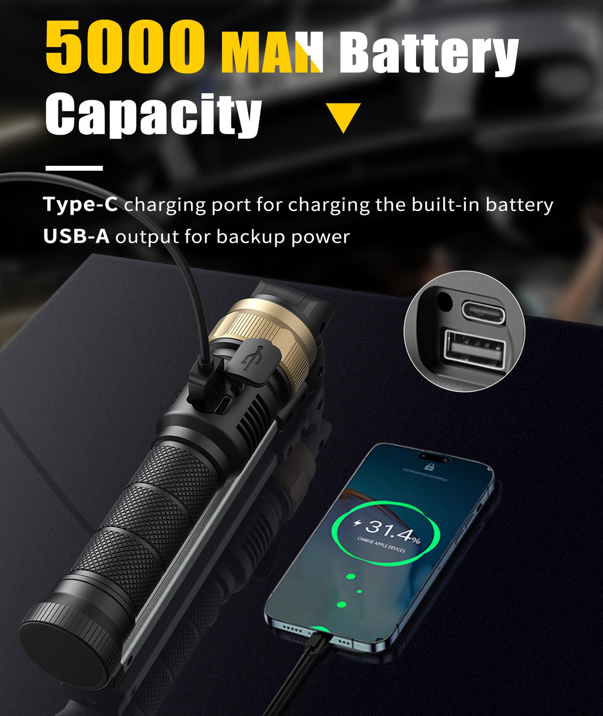 HOTLIGH 1200-lumen LED output brightens tight repair spaces.