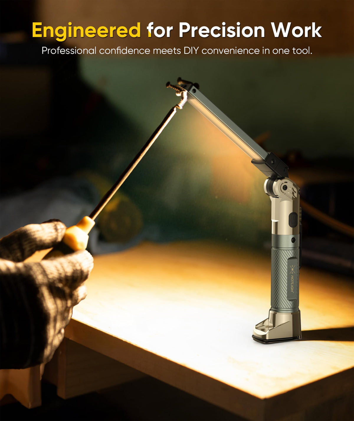 Hotligh Magnetic Work Light with a strong magnetic base for hands-free use