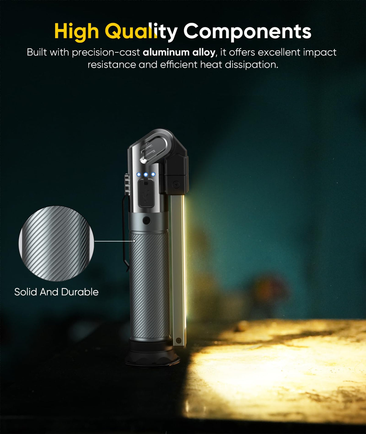HOTLIGH rugged aluminum body for durability and heat dissipation.