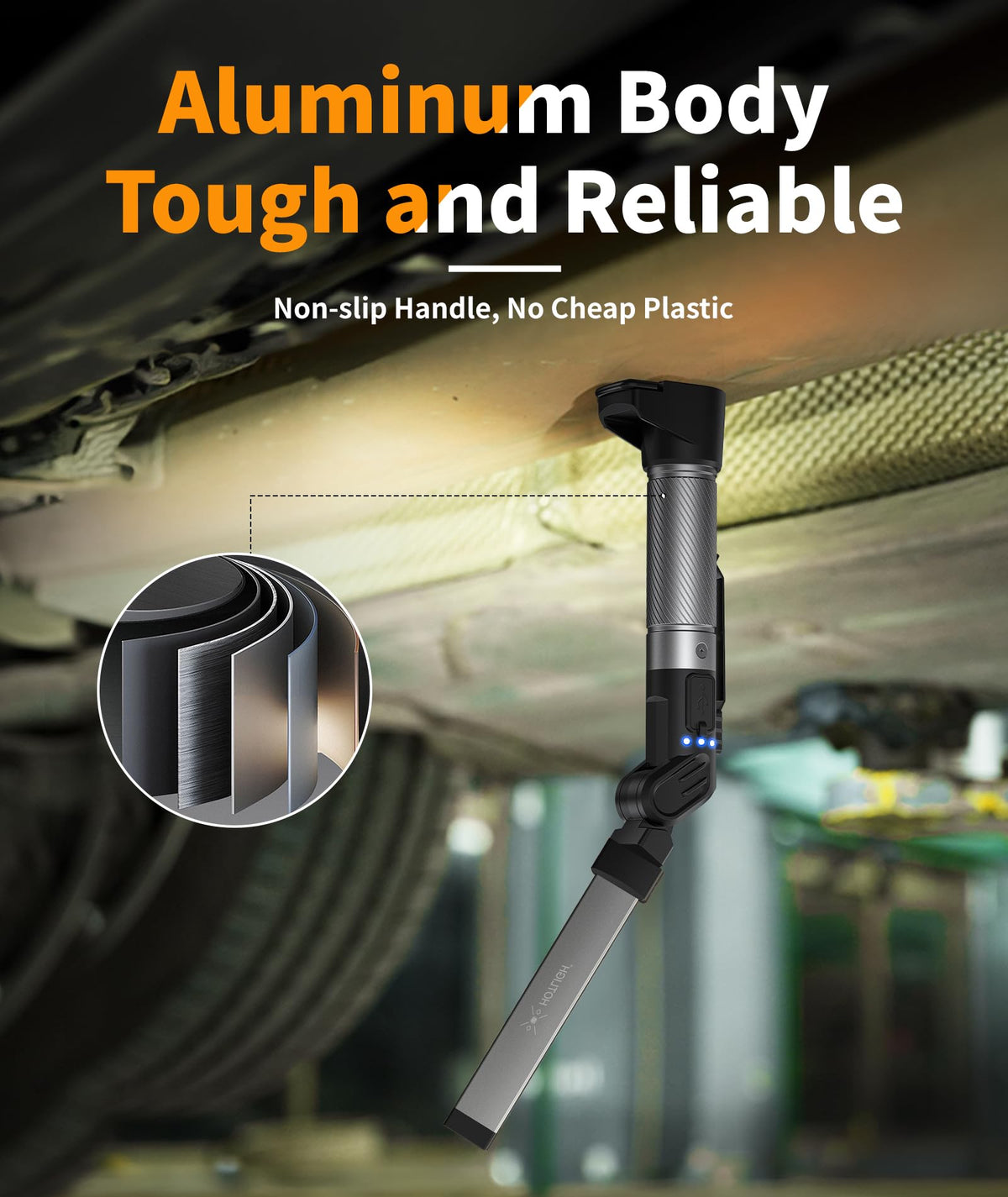 HOTLIGH durable aluminum body with anti-slip grip for steady use