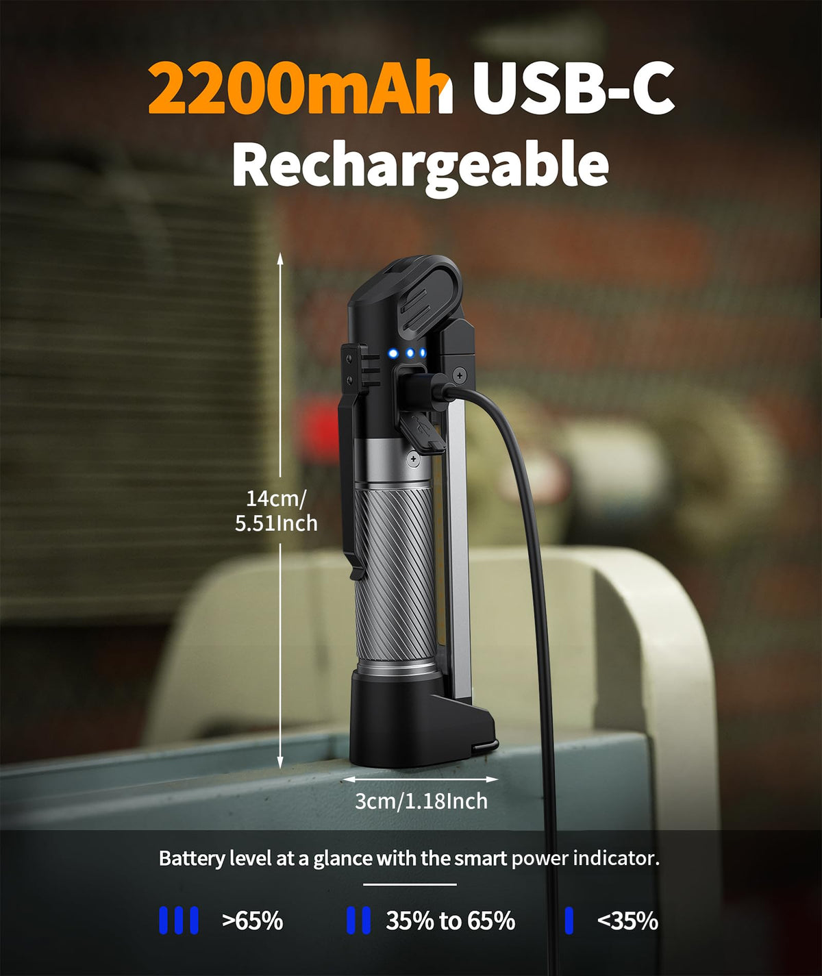 HOTLIGH 2200mAh battery with Type-C fast charging keeps you going
