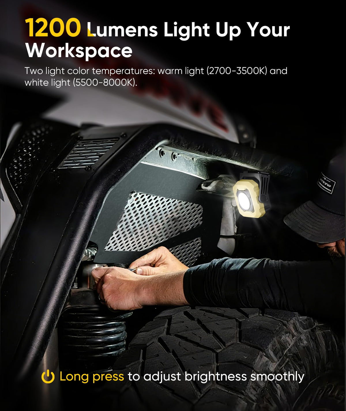 HOTLIGH work light with rotatable head for adjustable lighting in projects.
