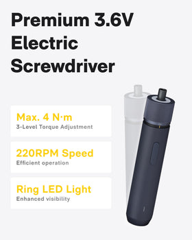 HOTO 3-torque-level screwdriver with LED for precise, controlled screw driving