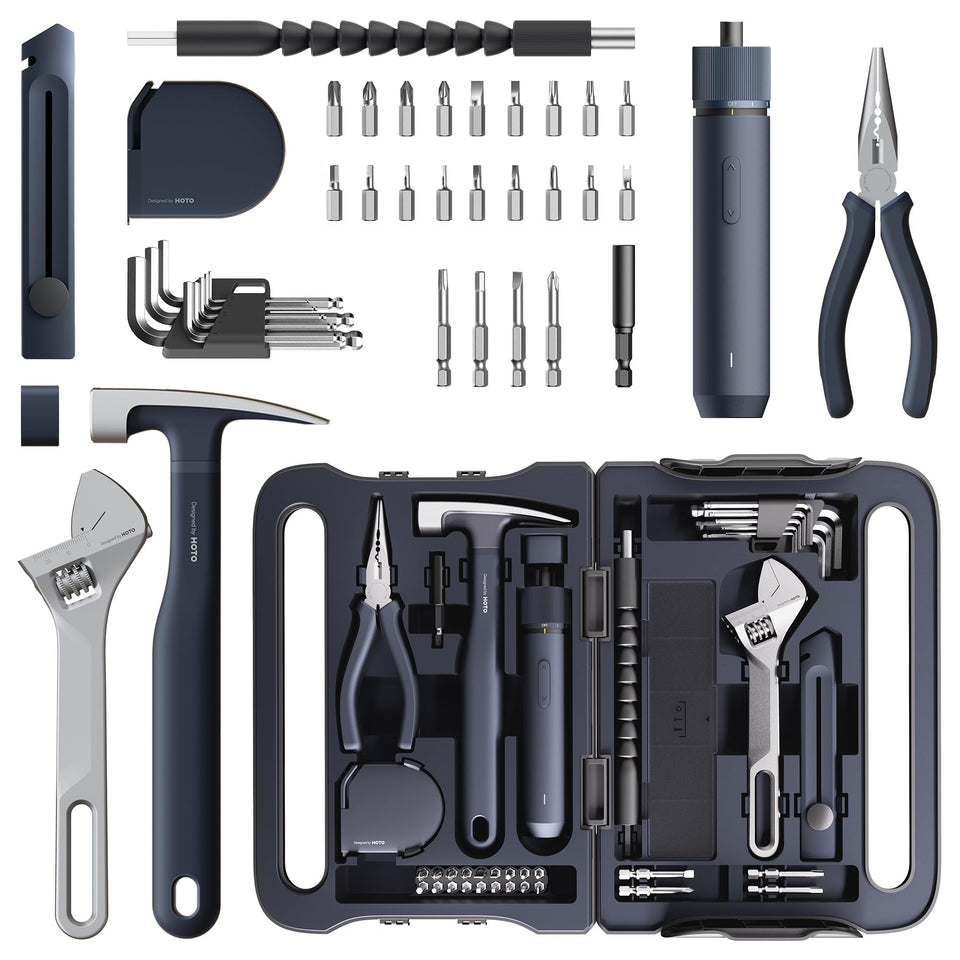 HOTO 40-piece tool kit in a compact case for organized home repairs.