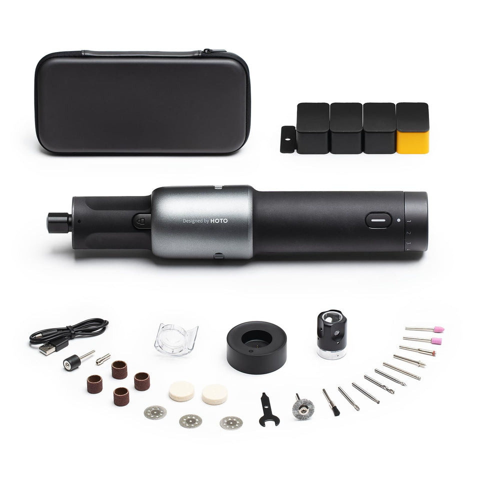 HOTO 4V cordless rotary tool kit front view for precise DIY finishing