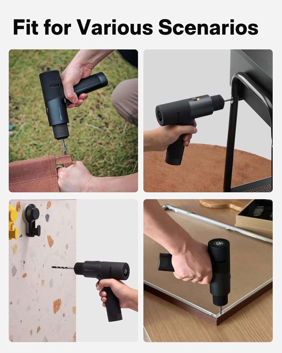 HOTO cordless drill USB-C charging for flexible power options