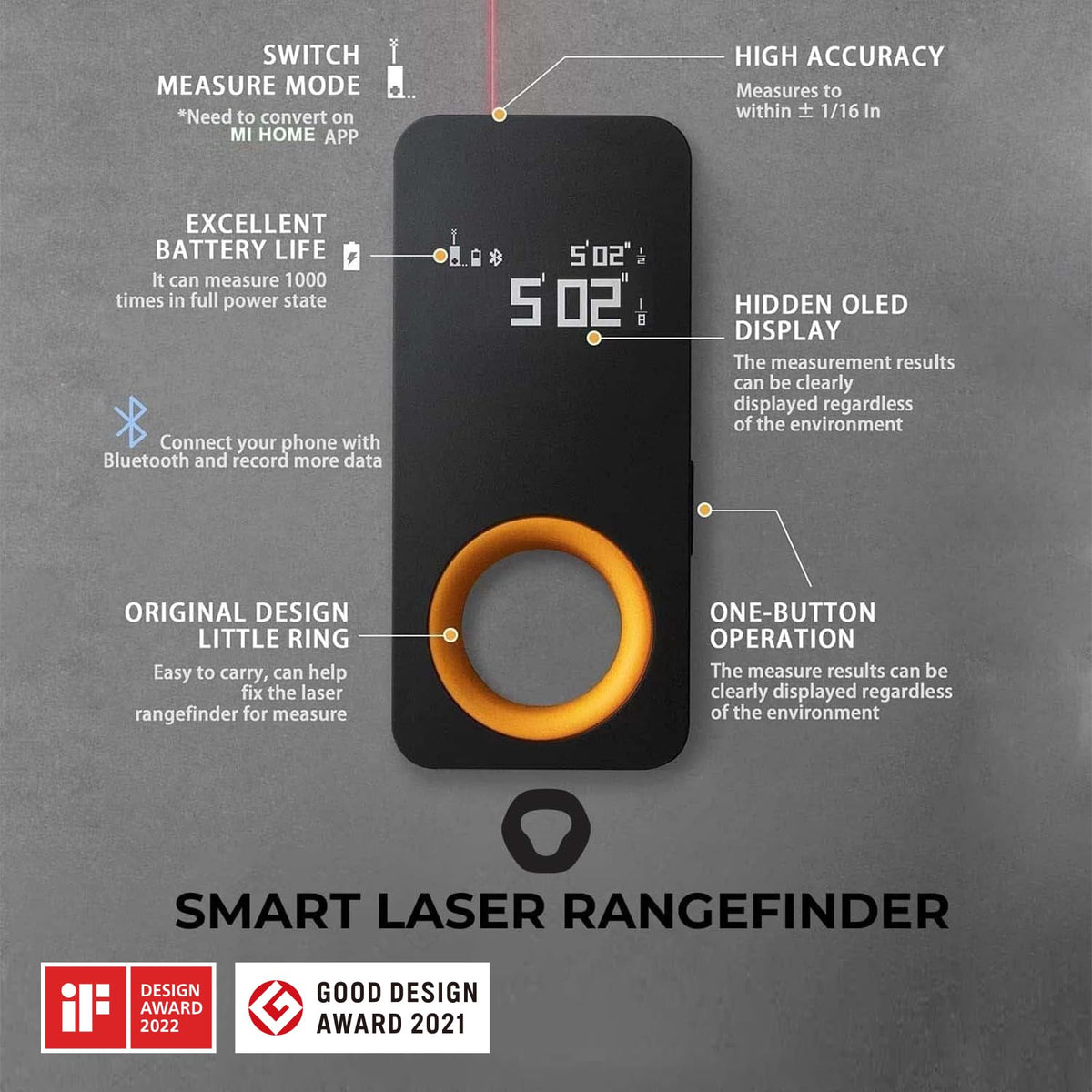 HOTO Class-2 laser guides distance checks safely indoors.