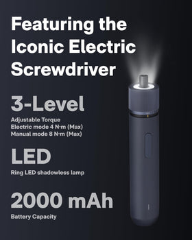 HOTO smart electric screwdriver with LED for precise tightening in tight spaces.