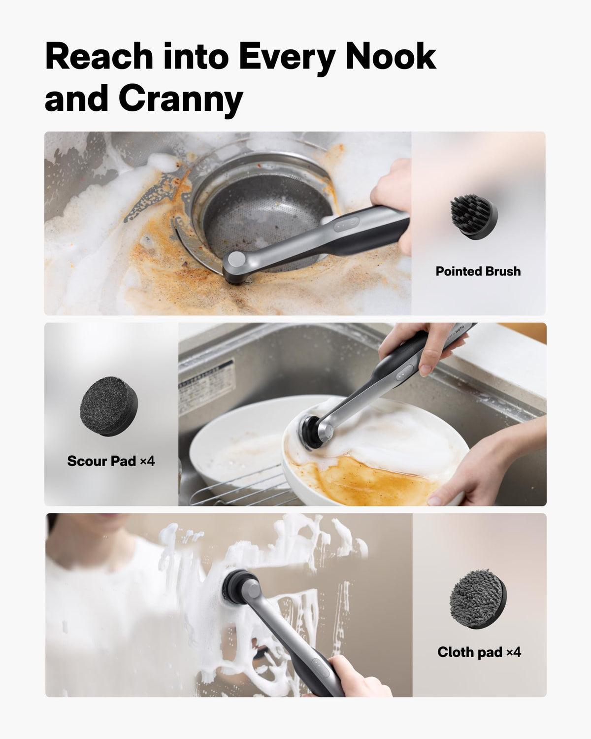 HOTO Wand 2000 mAh battery for long cordless cleaning sessions