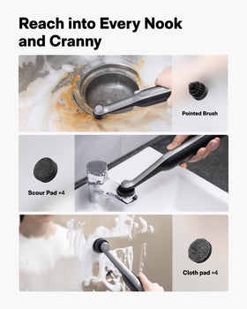 HOTO Wand scouring pad for scrubbing tough residues on tiles.