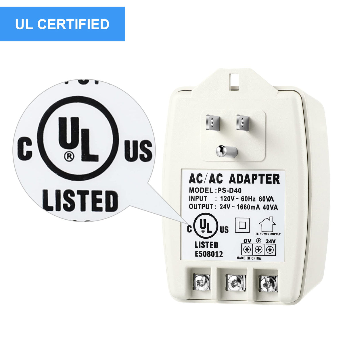 Hotop 24V transformer LED power indicator confirms operation.