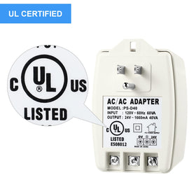 Hotop 24V transformer LED power indicator confirms operation.