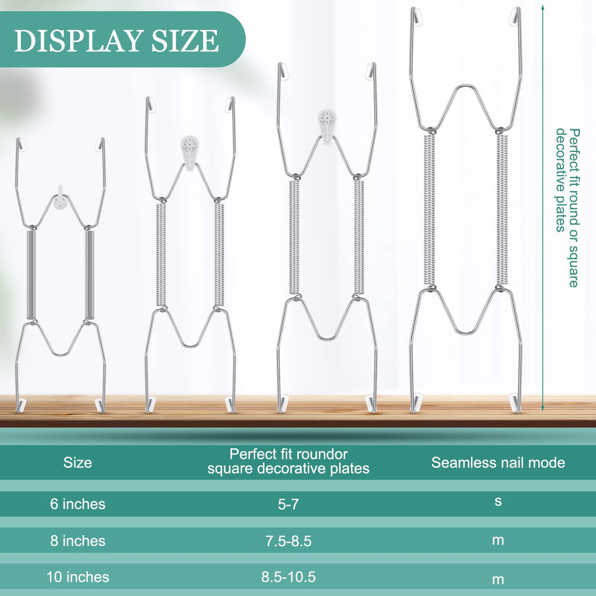 Hotop 6-inch plate hanger in silver showing size option