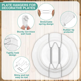 Hotop 8-inch plate hanger displaying larger plate on wall