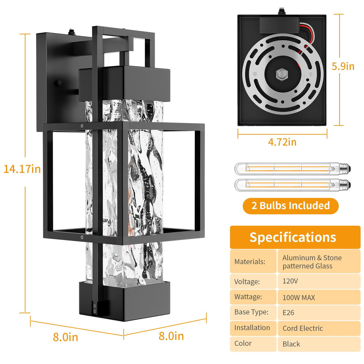 Hotsonic sealed-bottom porch lantern prevents dust and insect intrusion.