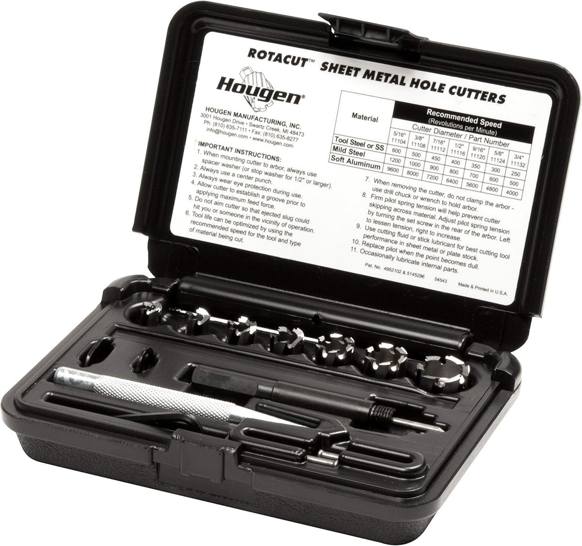 Hougen RotaCut Hole Cutter Kit Fractional front view shows compact, value-packed design for metal fabrication.