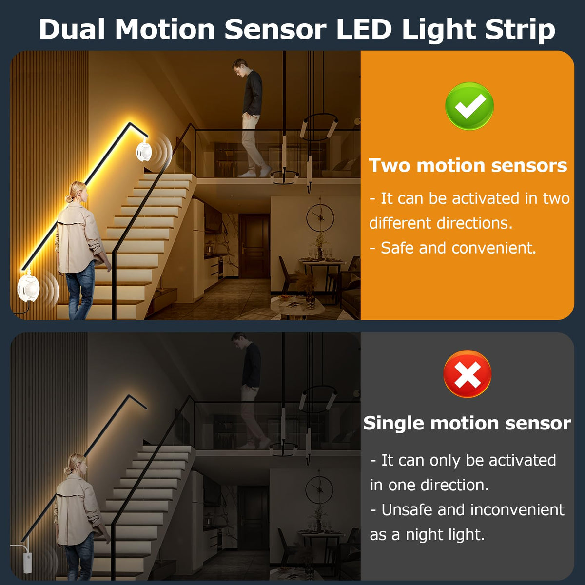 HOUHUI warm-white LED strip with 180 LEDs and 3000K glow