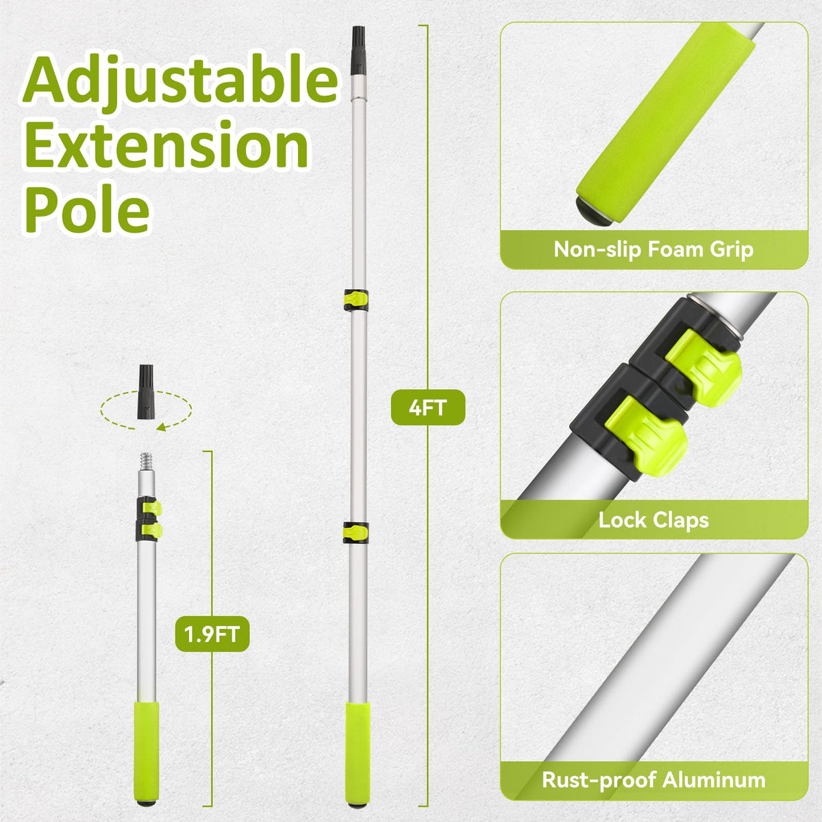 HOUIT extension pole extended for high walls and ceilings with secure grip