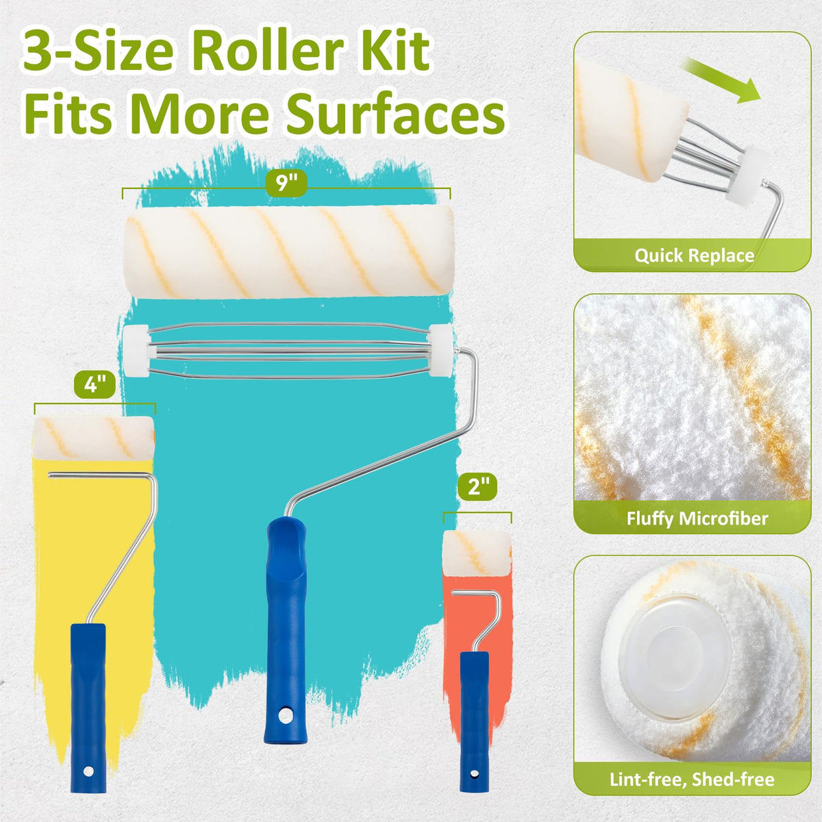 HOUIT premium microfiber roller covers for smooth, even finishes