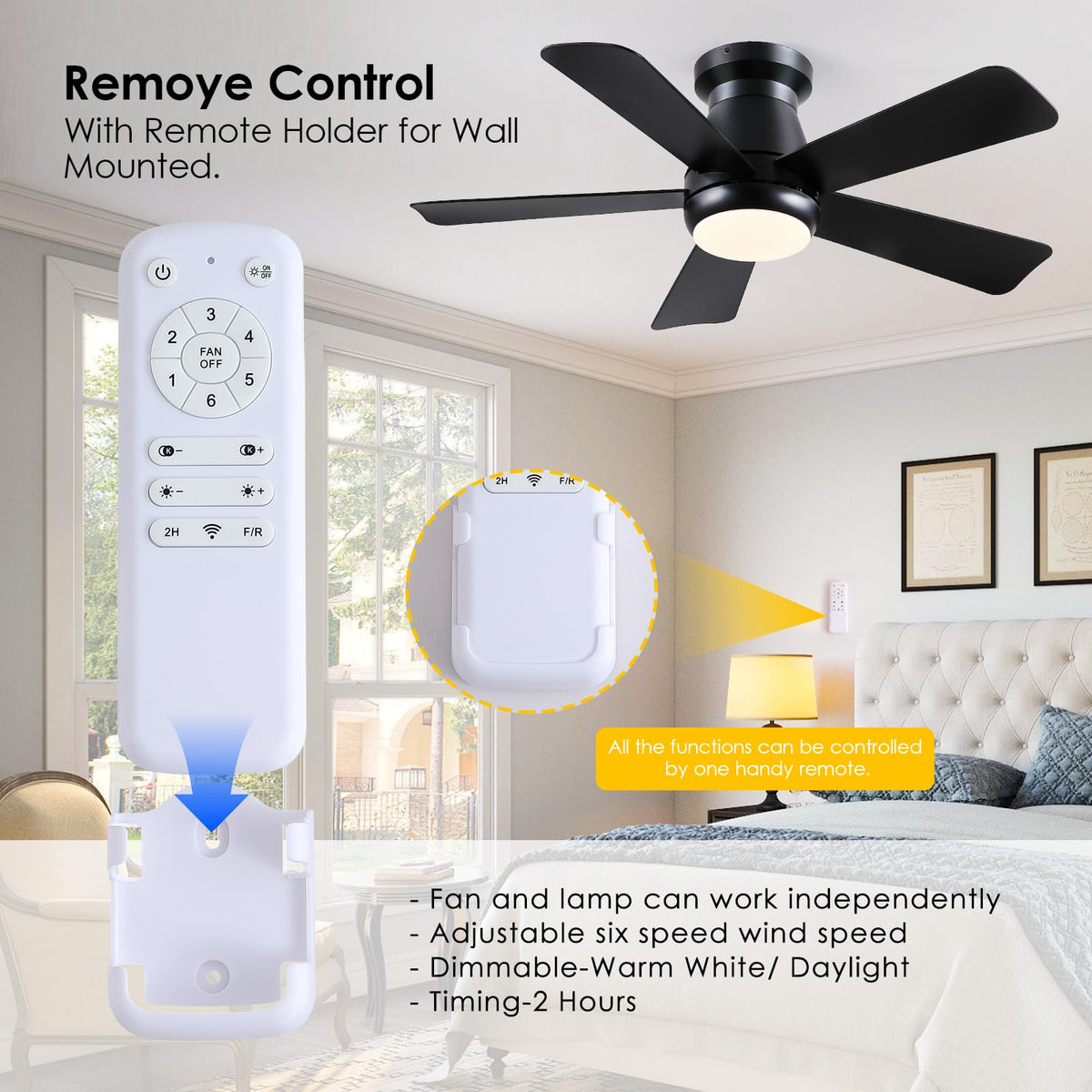 Hounberi damp-rated fan is suitable for covered patios and laundry rooms.