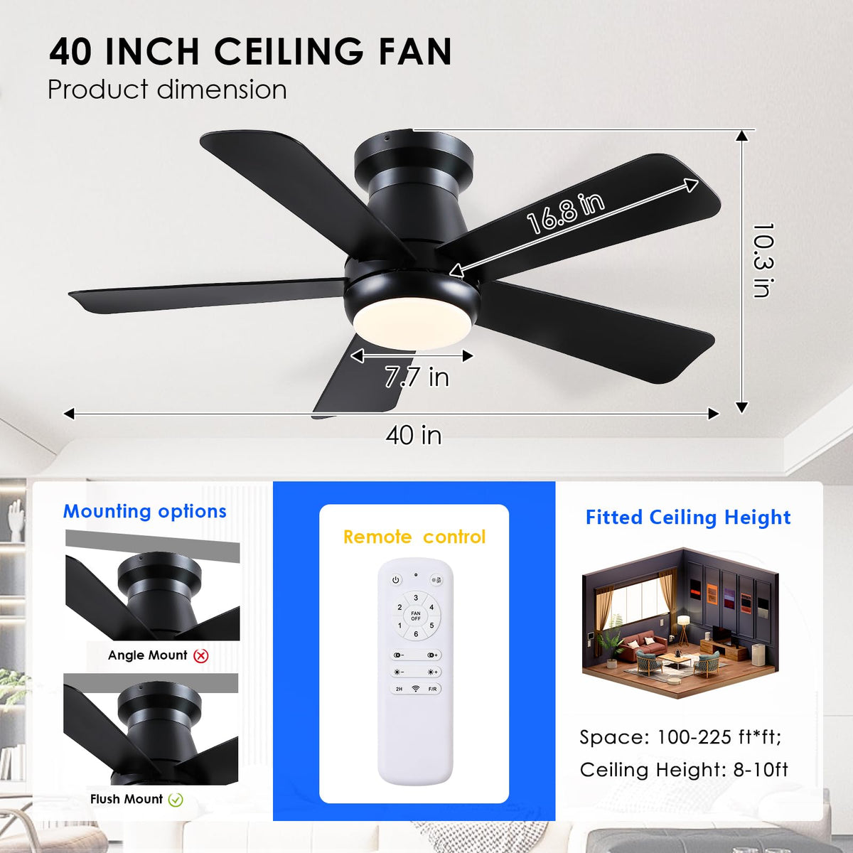 Hounberi remote-control fan allows adjusting speed and brightness from across the room.