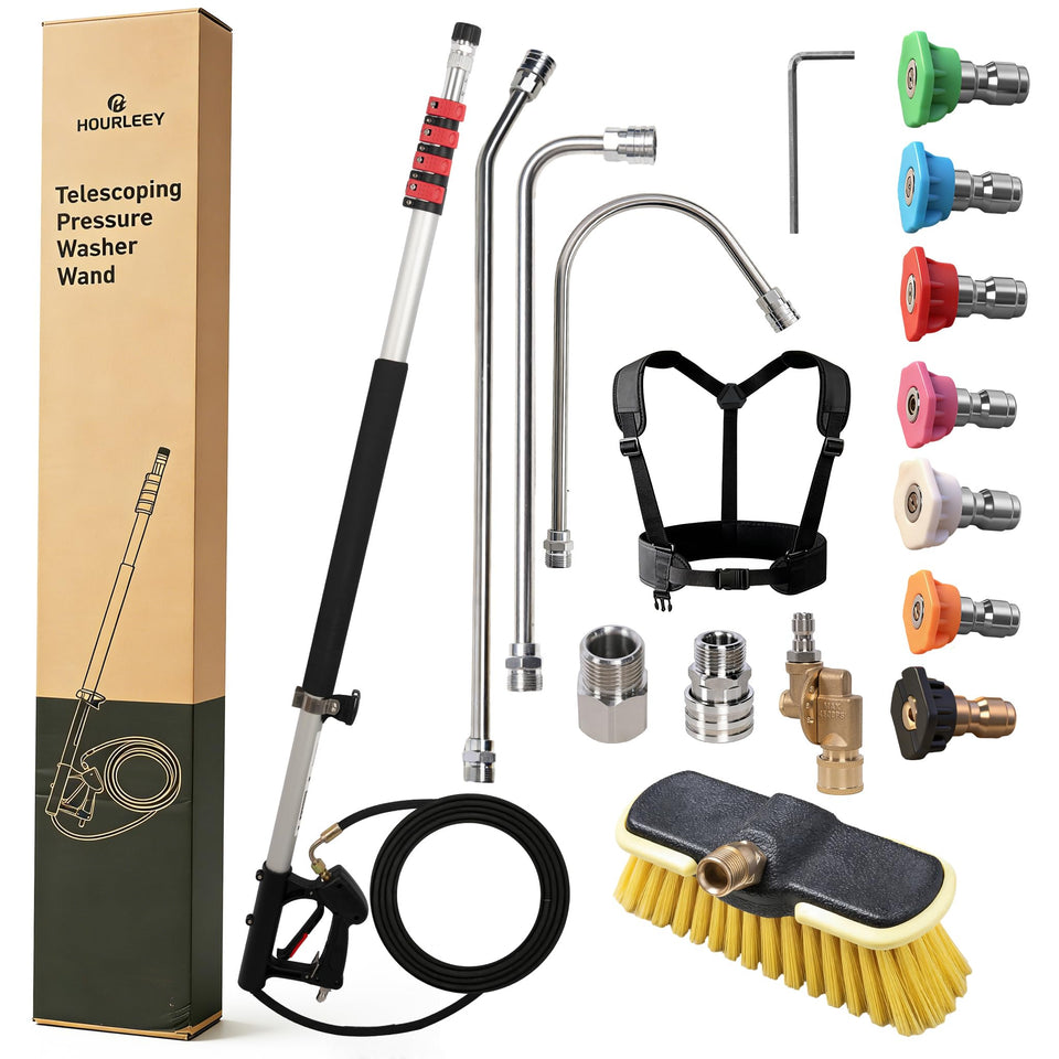 Hourleey 24 ft telescoping wand extended reach for high gutters and siding.