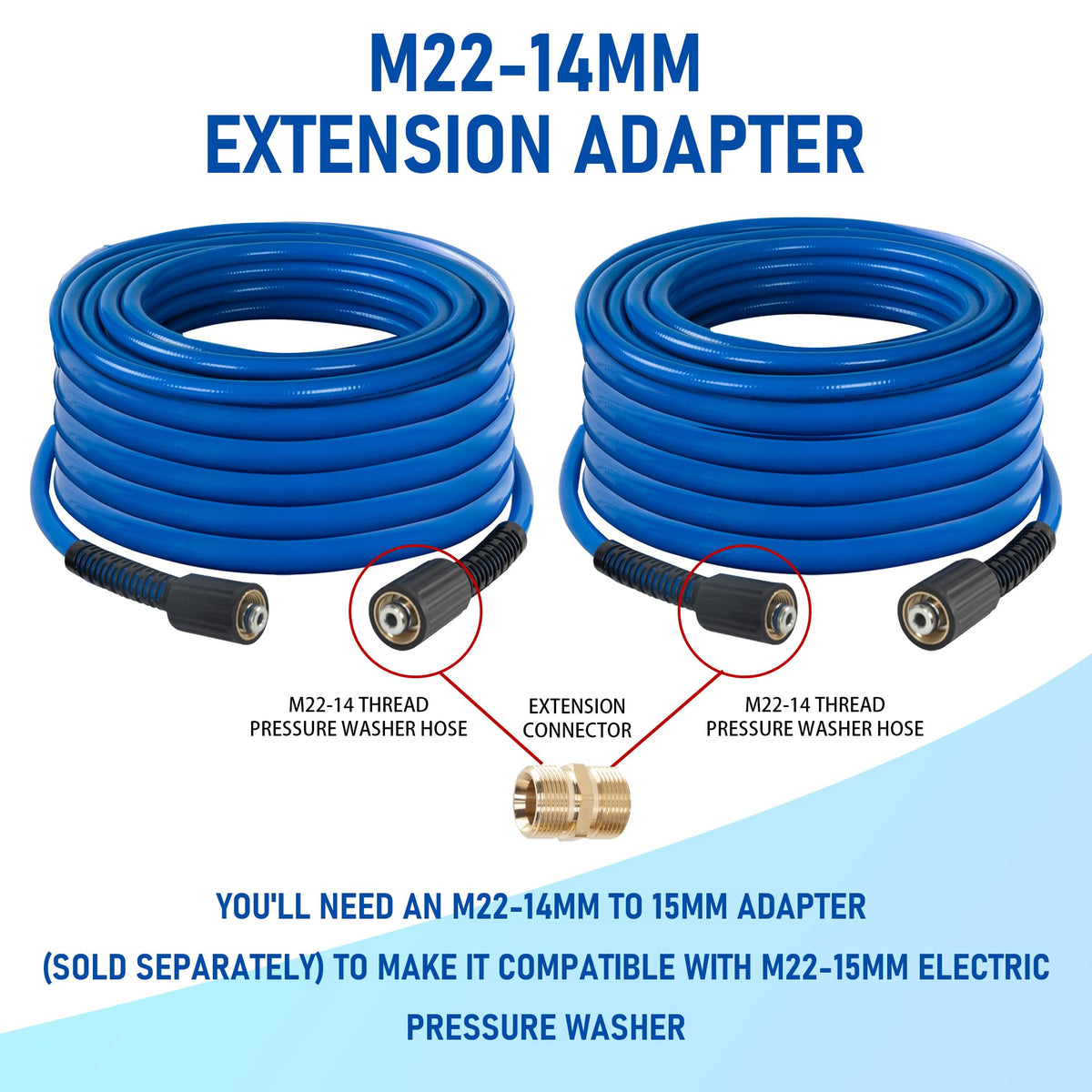 Hourleey 3600 psi connection end enables powerful, reliable pressure washing.