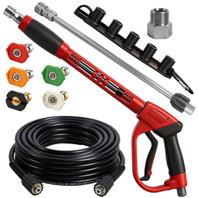Hourleey pressure washer gun with kink-resistant hose for tough outdoor cleaning