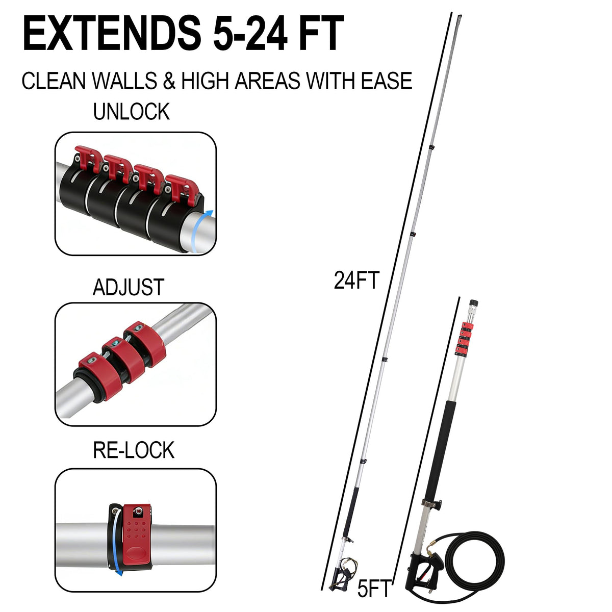 Hourleey wand with shoulder strap for comfortable long cleaning sessions.