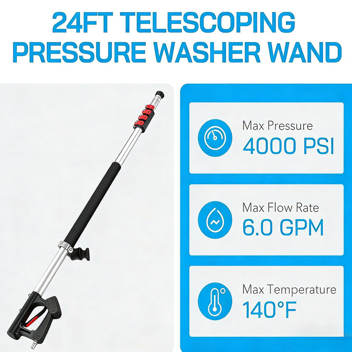 Hourleey wand with brush head for gentle scrubbing on outdoor surfaces.