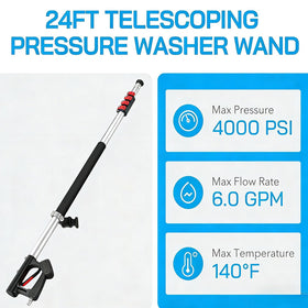 Hourleey wand with brush head for gentle scrubbing on outdoor surfaces.