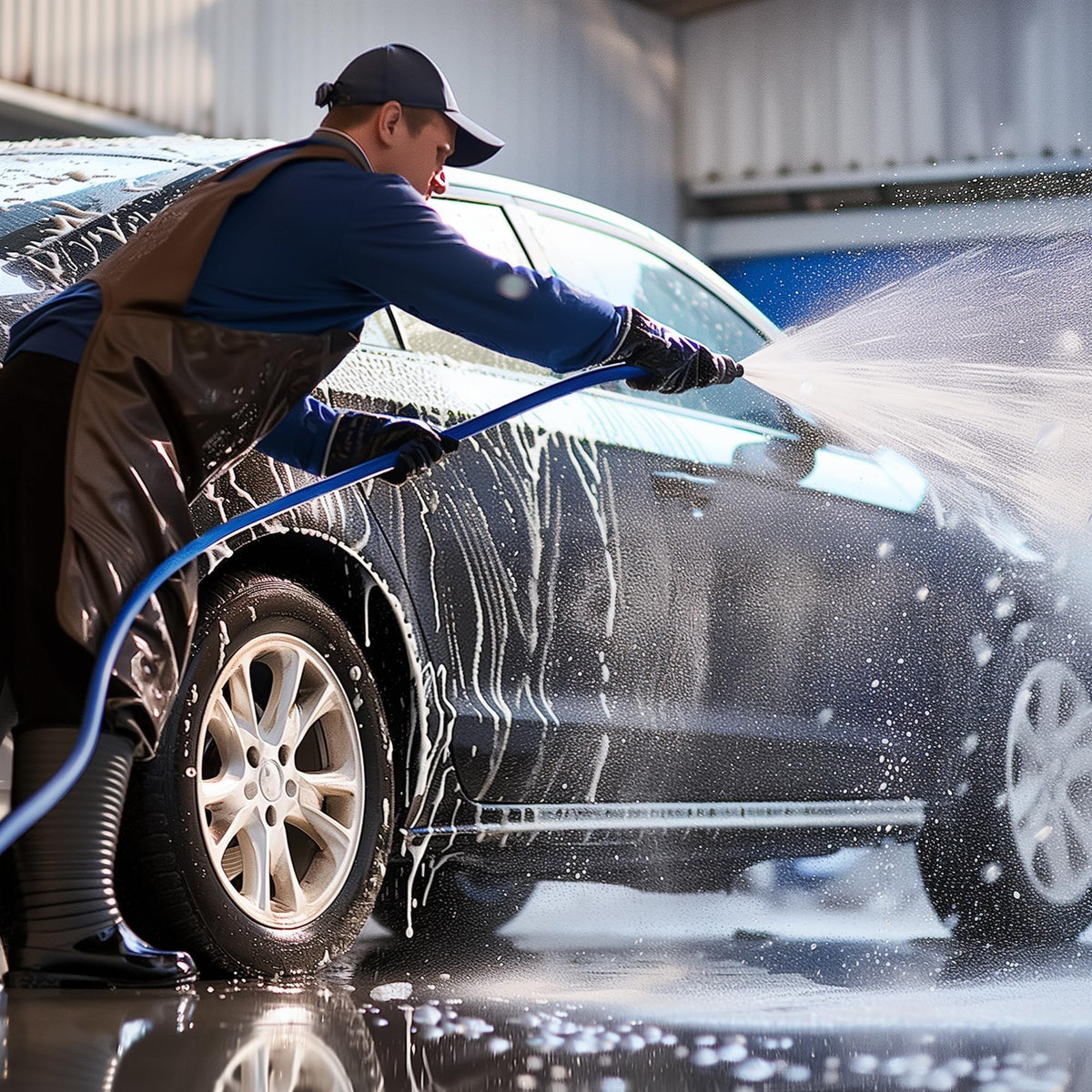 Hourleey weather-resistant PVC hose withstands outdoor cleaning tasks.