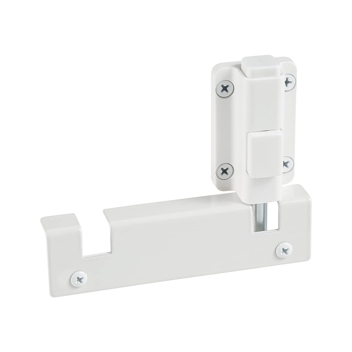 House Guard sliding door foot lock on the top rail enhances child safety.