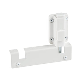 House Guard sliding door foot lock on the top rail enhances child safety.