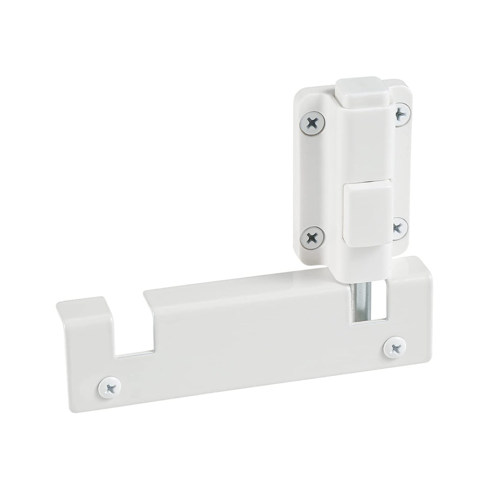 House Guard sliding door foot lock on the top rail enhances child safety.