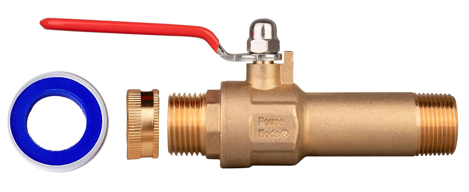 House Mods HMP012 straight spout valve for efficient drainage and hose connection