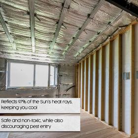 Houseables Radiant Barrier roll installation easy shows tool-free setup for quick attic upgrades.