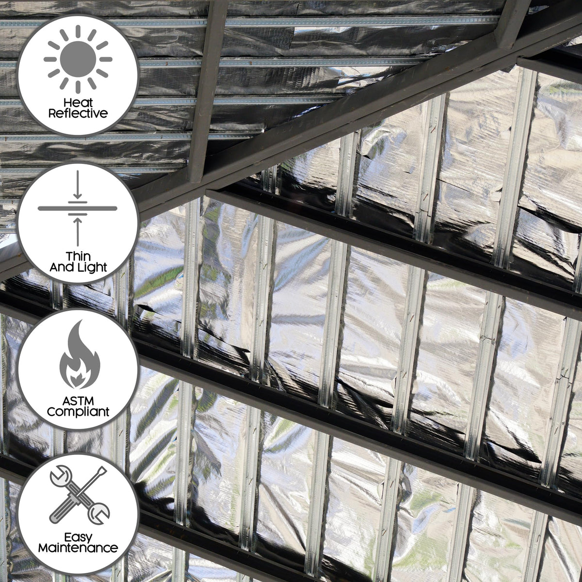 Houseables Radiant Barrier roll measure tape view shows precise sizing for DIY projects.