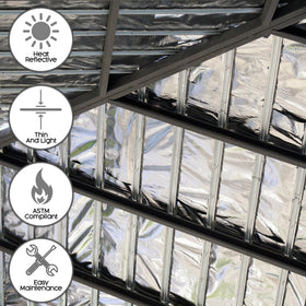Houseables Radiant Barrier roll measure tape view shows precise sizing for DIY projects.