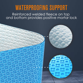 Houseables uncoupling membrane under tile shows decoupling to prevent cracks.
