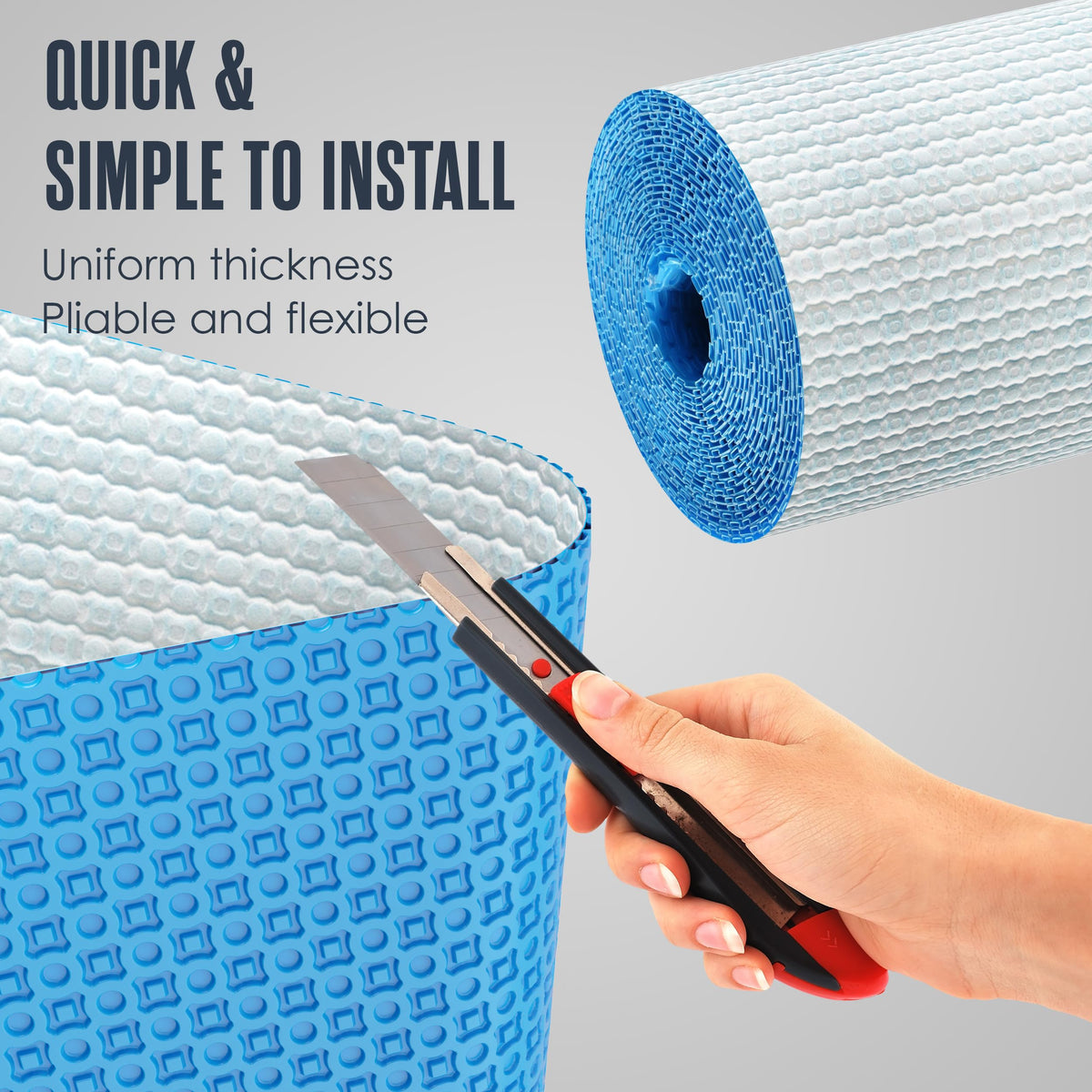 Houseables uncoupling membrane waterproof layer guards subfloors during tiling.