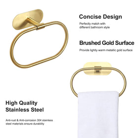 HouseAid towel ring with brushed gold finish for a warm, modern bathroom feel.