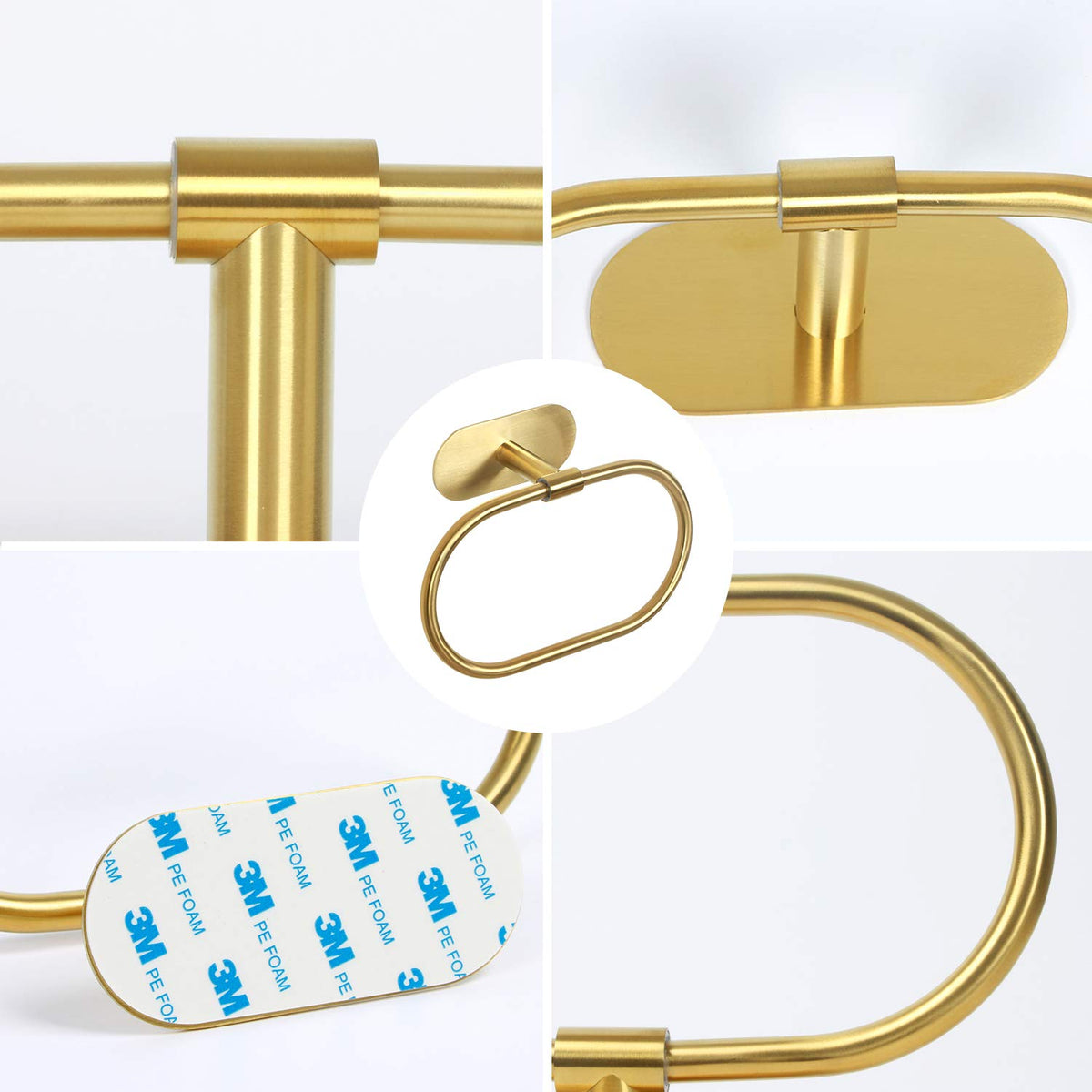 HouseAid brushed steel towel ring resists fingerprints and water spots.