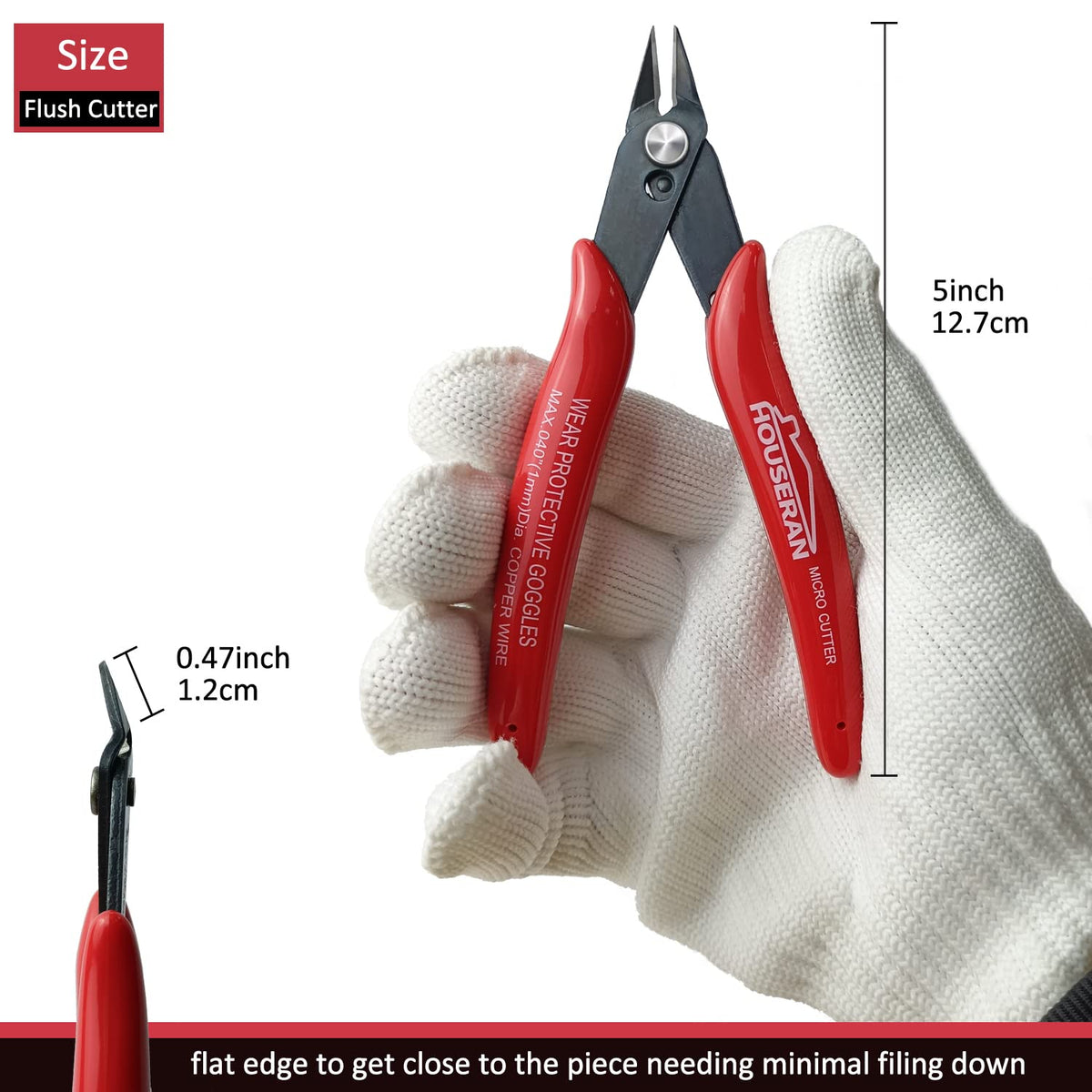 Houseran 170 flush-cutting tool suitable for small wires and zip ties