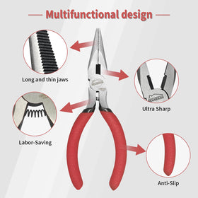 HOUSERAN needle nose pliers spring-loaded handle enabling one-handed use